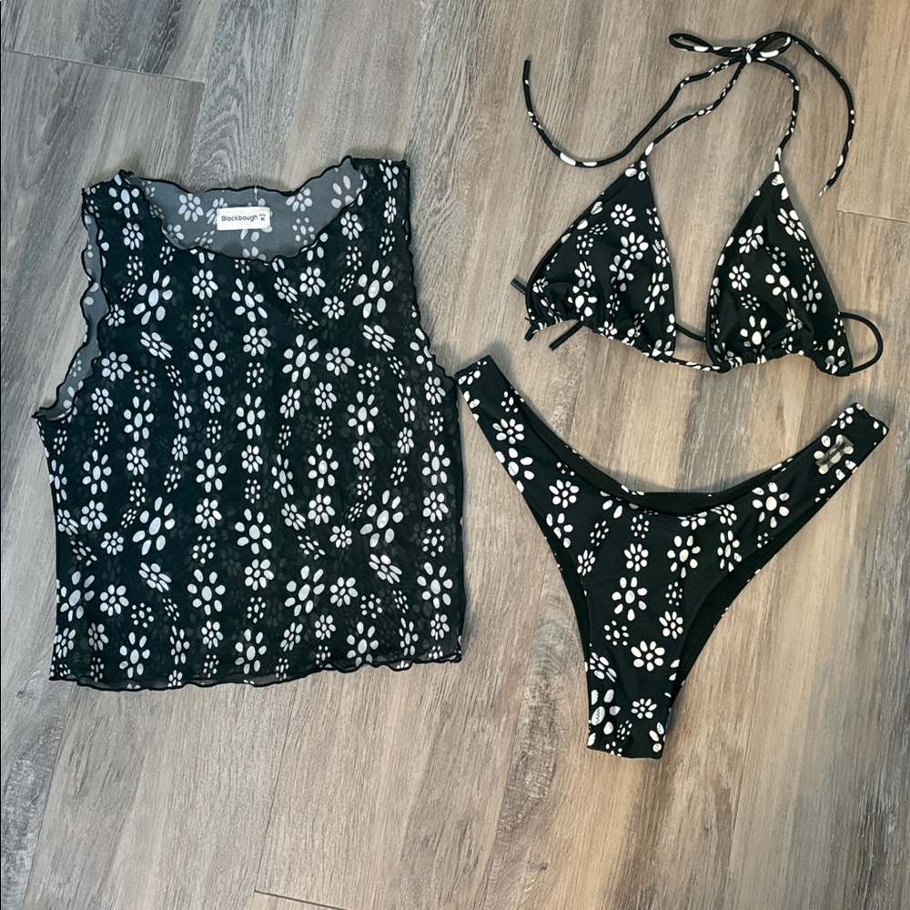 BLACKBOUGH Black and White Floral Bikini Set